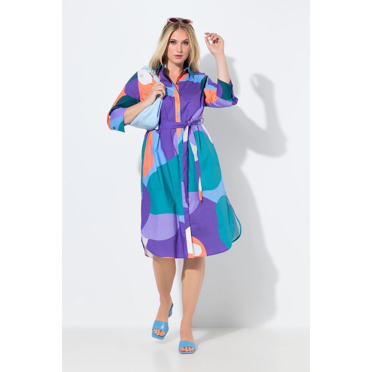 Robe chemisier longueur midi violet, ULLA POPKEN