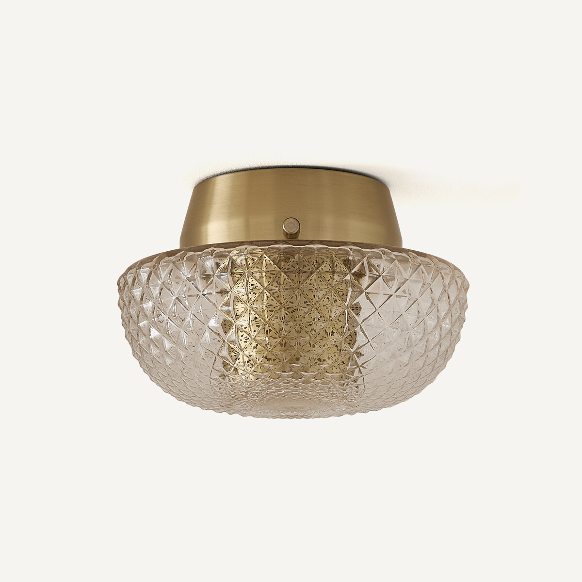 Plafonnier applique, en verre ciselé et laiton, diamètre 20 cm, MISTINGUETT laiton vieilli, AM.PM X EMMANUEL GALLINA