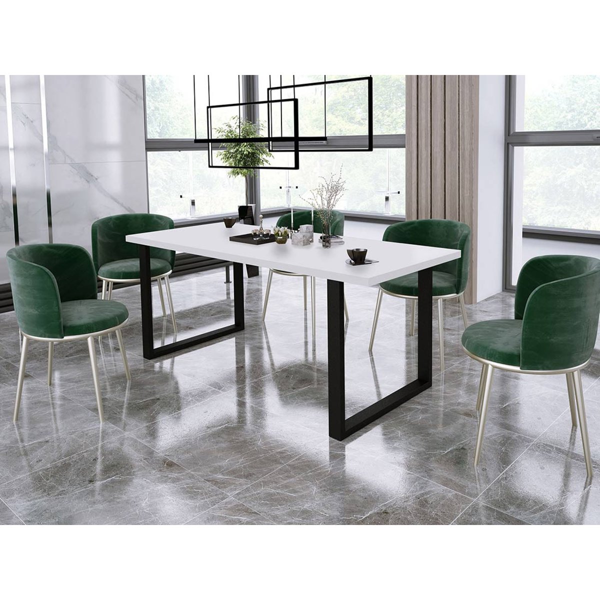 Table à manger 185x67 cm - CARONAL blanc / noir, BEST MOBILIER
