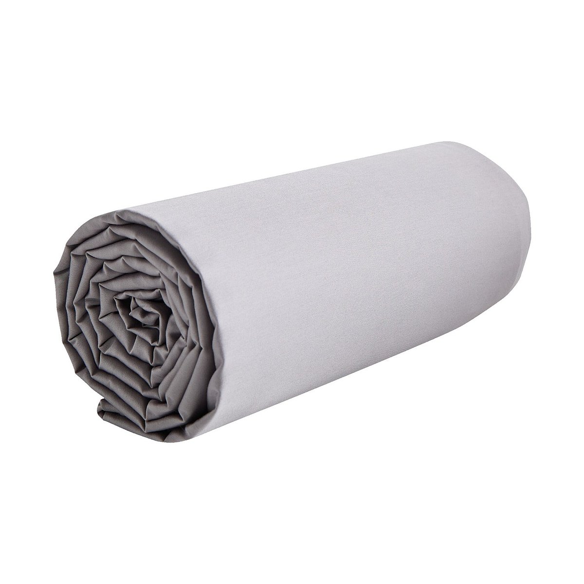 Drap housse en satin de coton ALEXANE gris, HABITAT