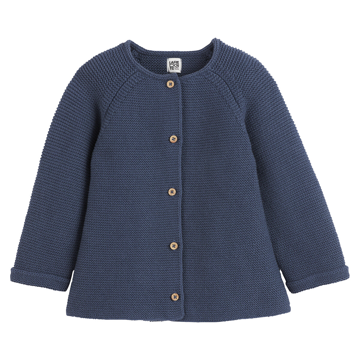 Gilet boutonné en point mousse marine, LA REDOUTE COLLECTIONS