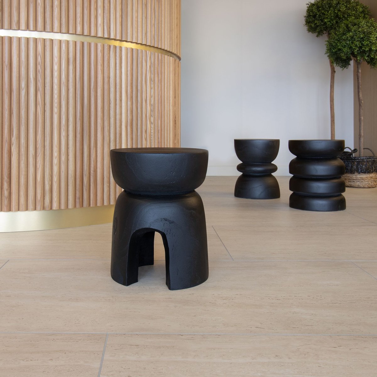 Meuble d'appoint en bois, TREE noir, NOW'S HOME