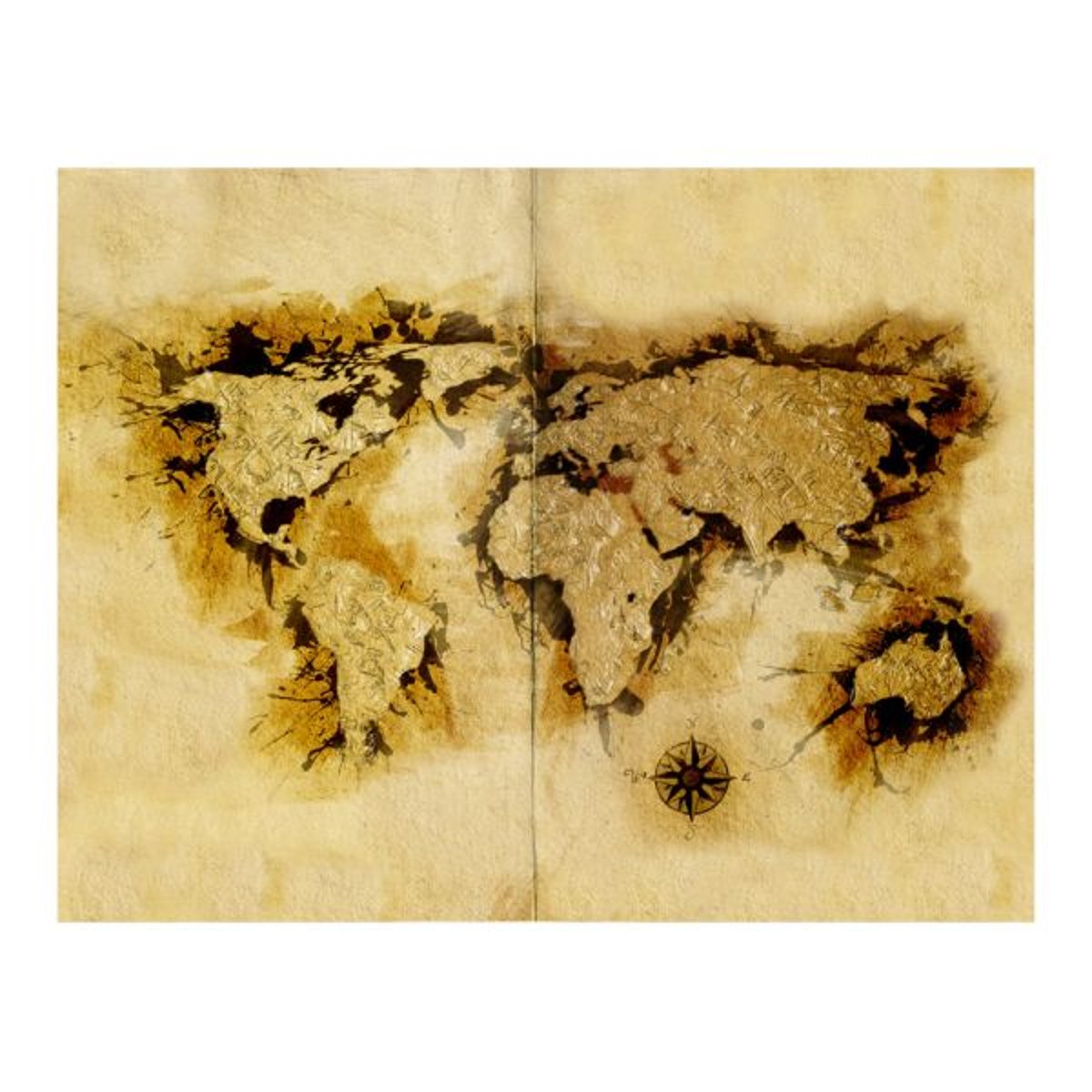 Papier peint intissé panoramique Carte du monde Gold-diggers' map of the World noir, EDEN