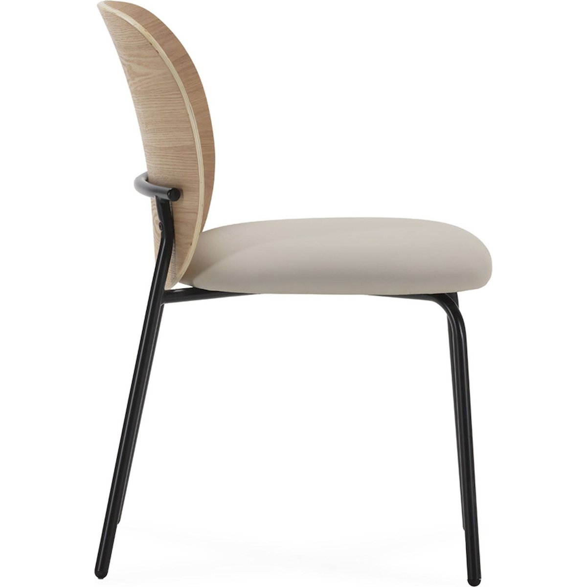 Chaise en frêne et tissu design moderne naturel, noir et beige, RECOLLECTION