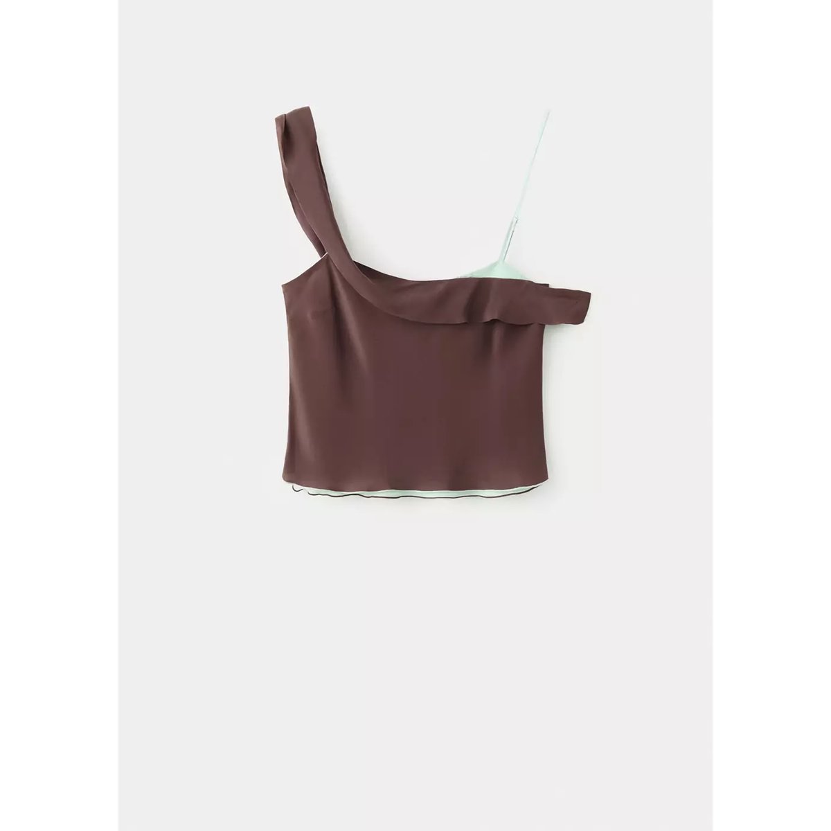 Top asymétrique combiné marron, MANGO