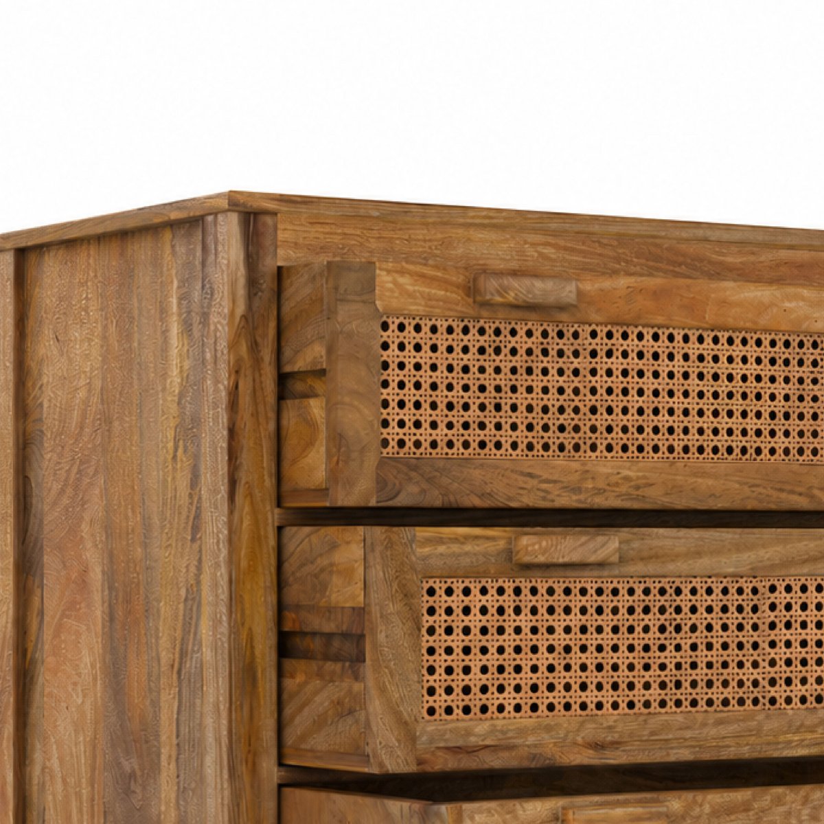 Commode en bois de manguier et cannages 3 tiroirs - TIKI bois clair, MAISON PAVANE
