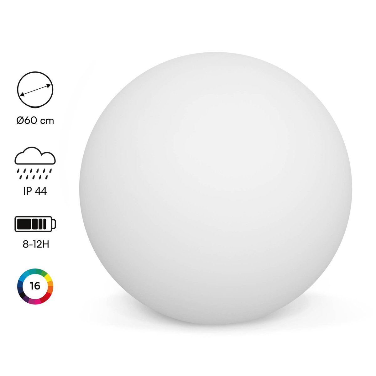 Boule lumineuse intérieur/extérieur LED sans fil 16 couleurs SPHÈRE LED blanc, SWEEEK