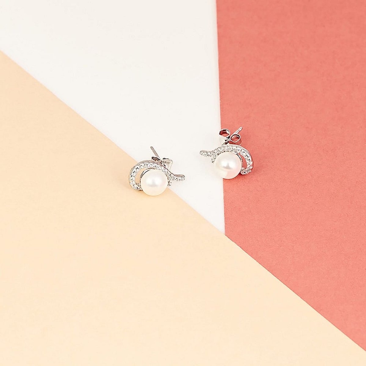 Boucles d'oreilles en Oxyde De Zirconium/argent/perle et Perle argent et blanc, PERLE DE NUIT