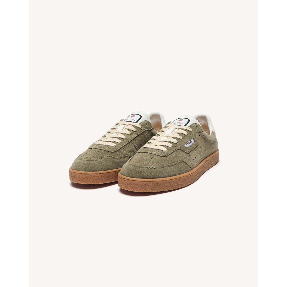 Baskets basses suede LUMBO kaki foncé, FAGUO