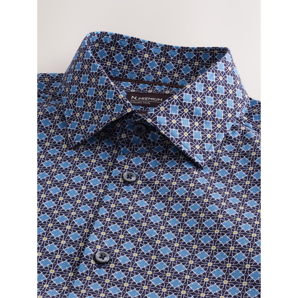 Chemise slim habillée en coton stretch bleu, NEXT