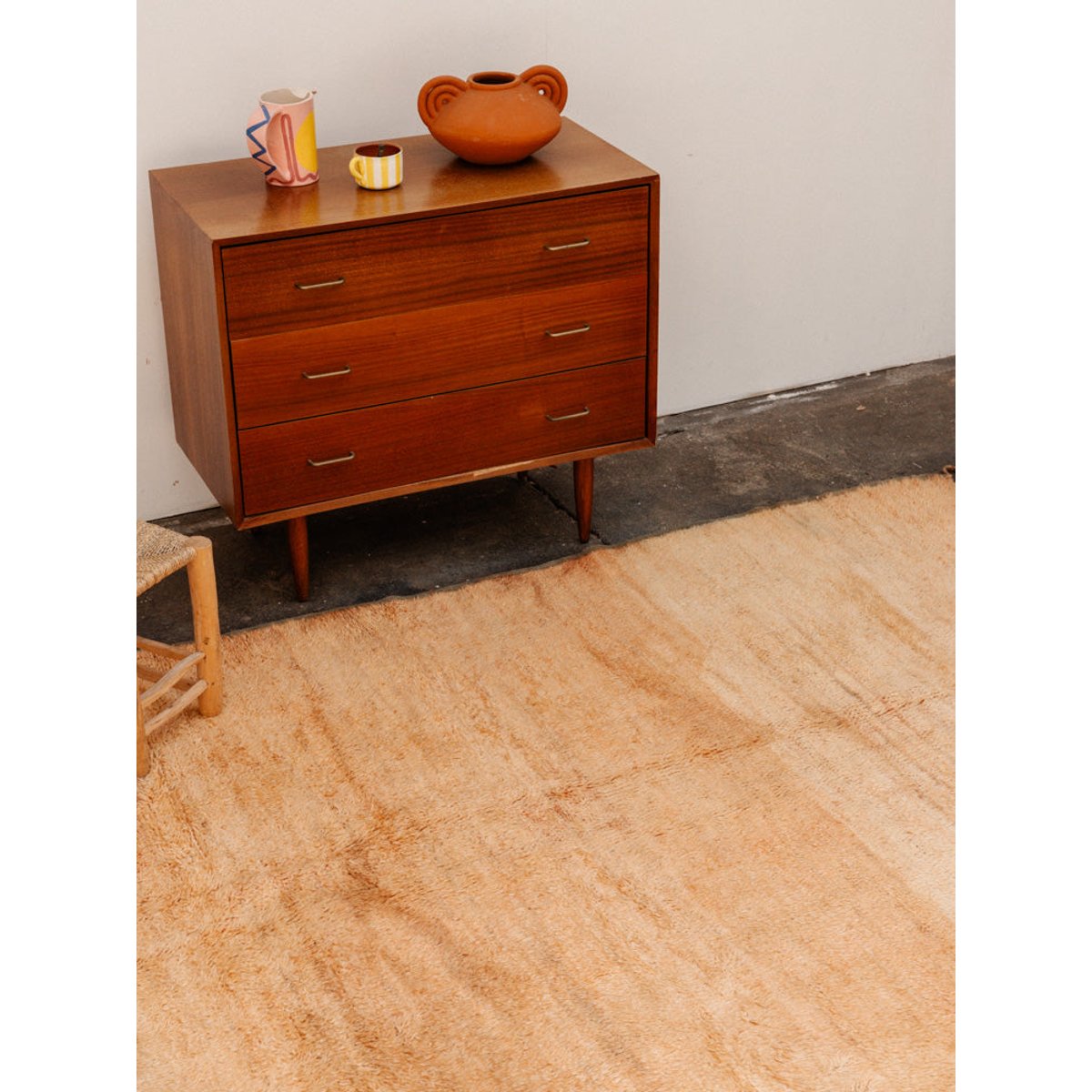 Grand tapis orange et vert en laine Olivier N°26 - Bon état orange, DEBONGOUT