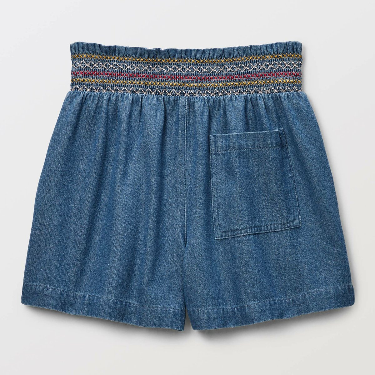 Short fluide taille élastiquée en jean blue denim, MONOPRIX