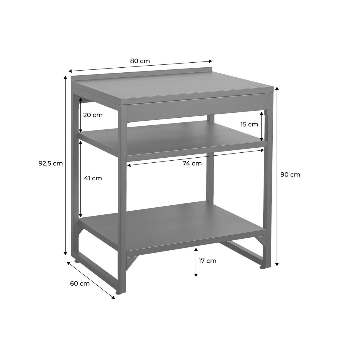 Module de cuisine extérieure acier 2 étagères L80cm KEA noir, SWEEEK
