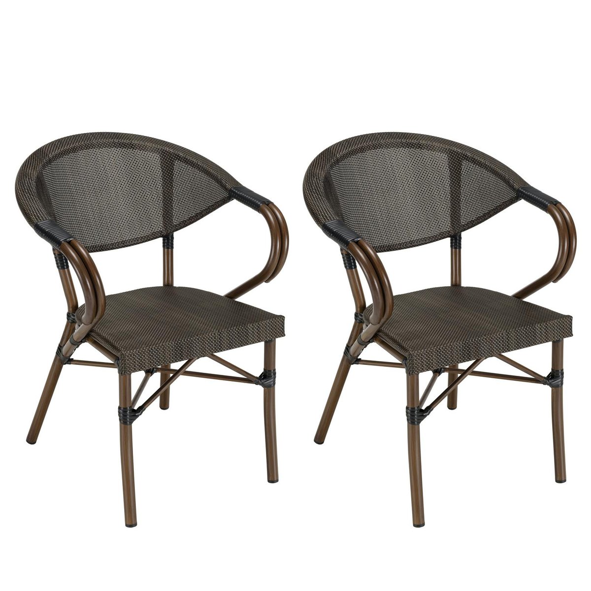 Table + 2 chaises de jardin bistrot GIJON marron, PIER IMPORT