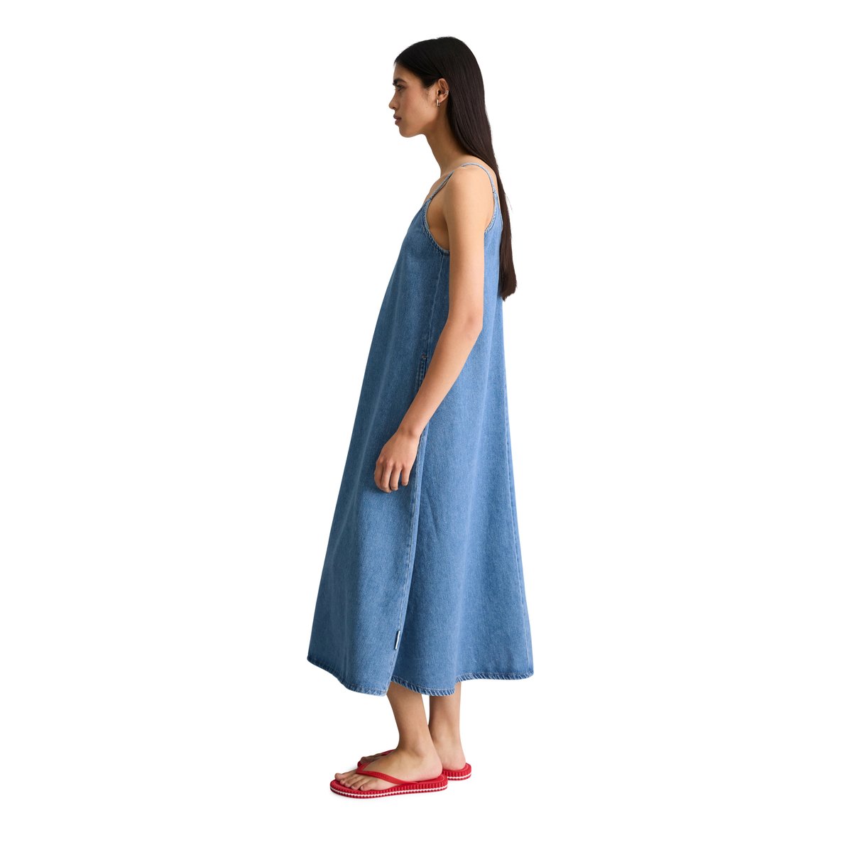 Robe en jean à bretelles relaxed en pur coton organique bleu, MARC O’POLO DENIM