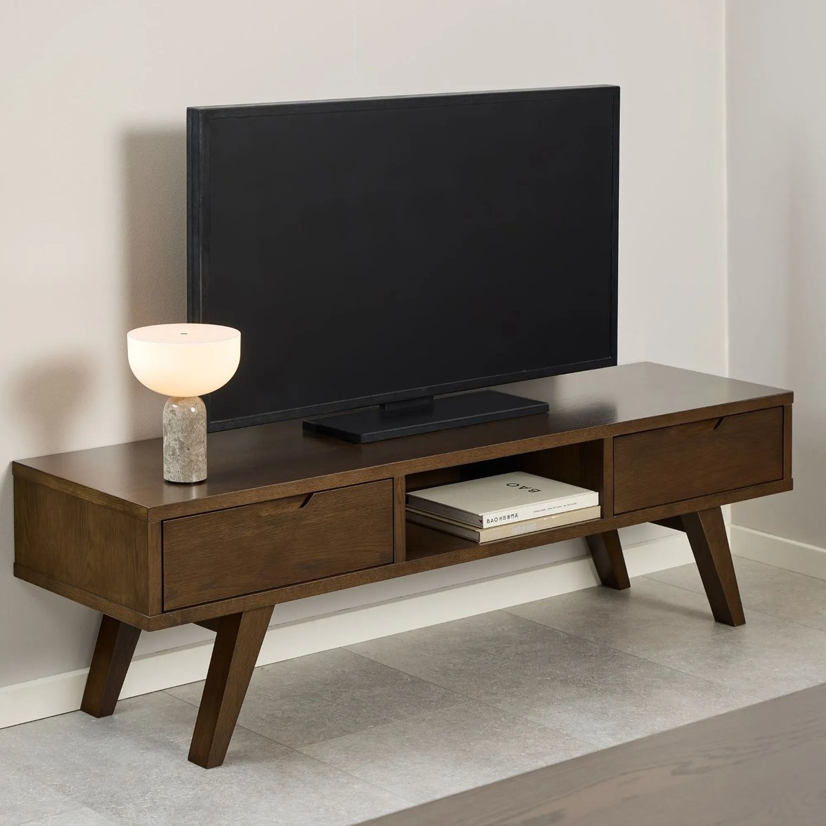 Meuble TV scandinave en chêne fumé L150 - ALISIA bois foncé, HELLIN, DEPUIS 1862