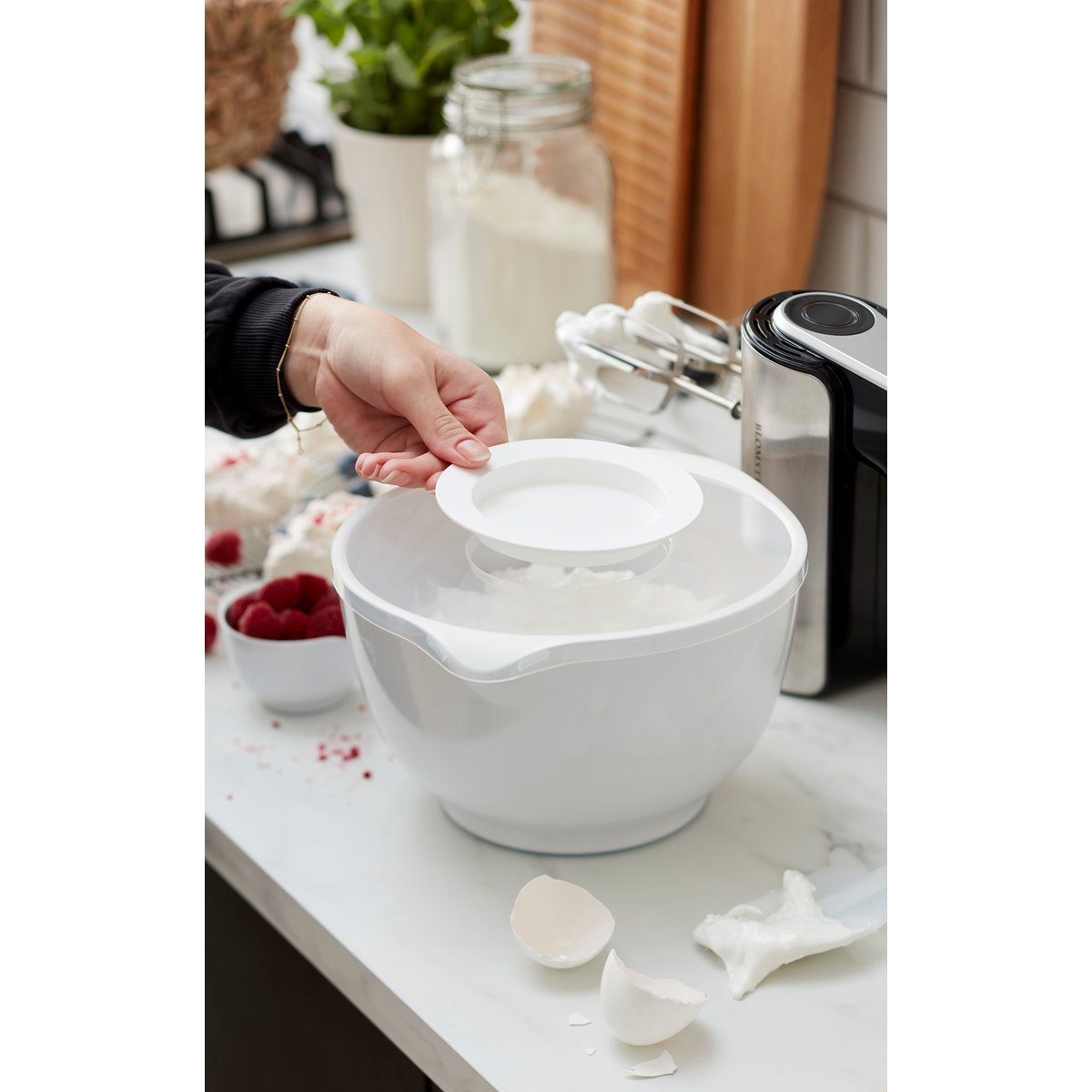 Bol à mixer avec couvercle anti-splash MARGRETHE blanc, ROSTI