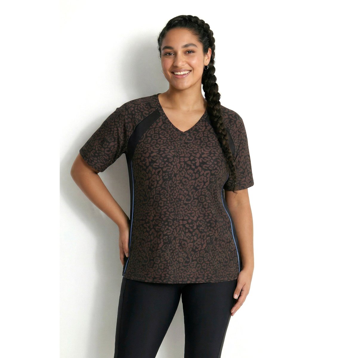 T-shirt technique avec matière recyclée marron, ULLA POPKEN
