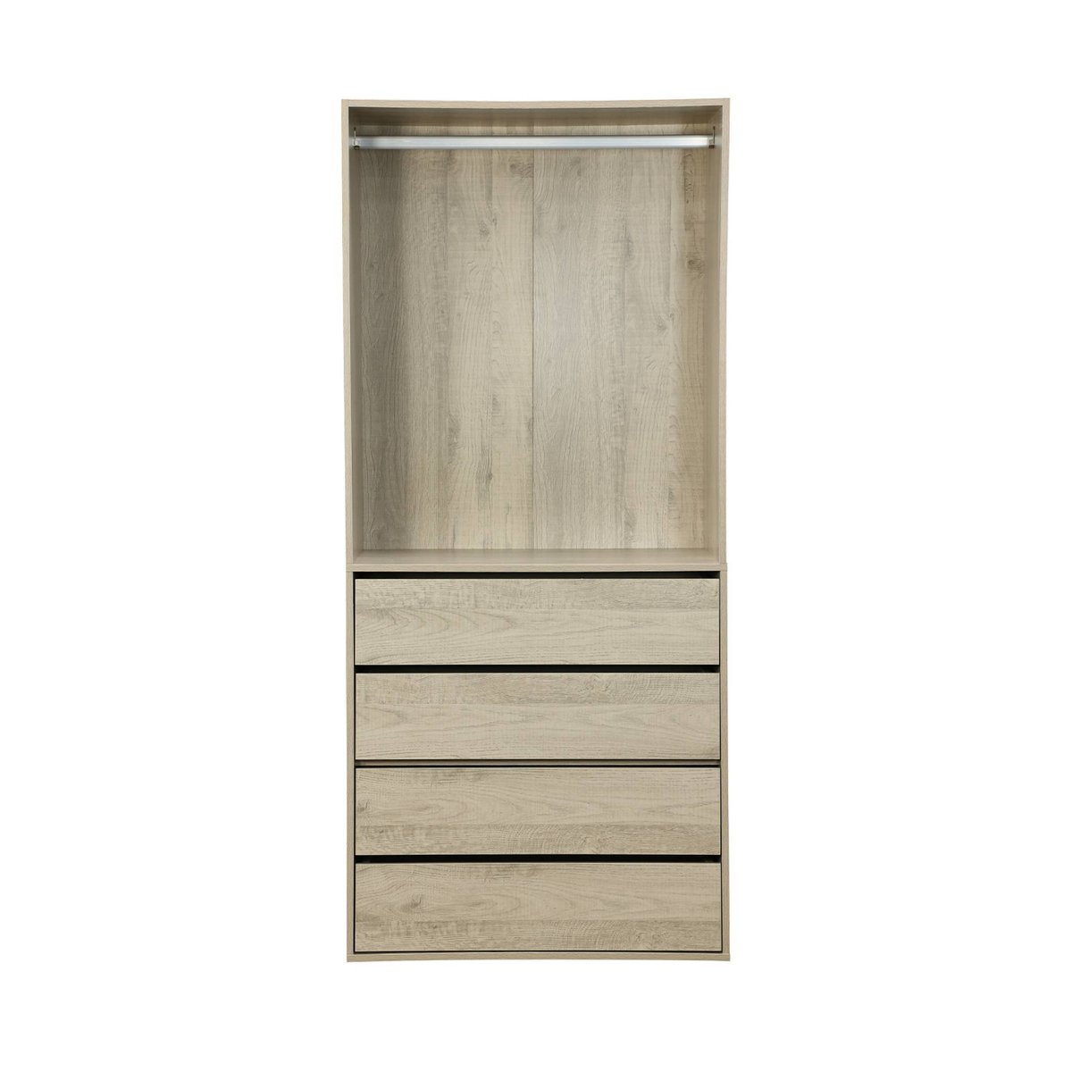 Module dressing décor bois 4 tiroirs 1 penderie NEPAL naturel, SWEEEK
