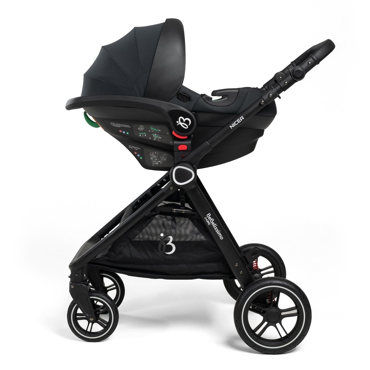 Poussette combinée trio 3 en 1 - siège auto I-size 40-87cm – nacelle – dès la naissance – jusqu’à 22kg - Nicea gris, BEBELISSIMO J'AIME