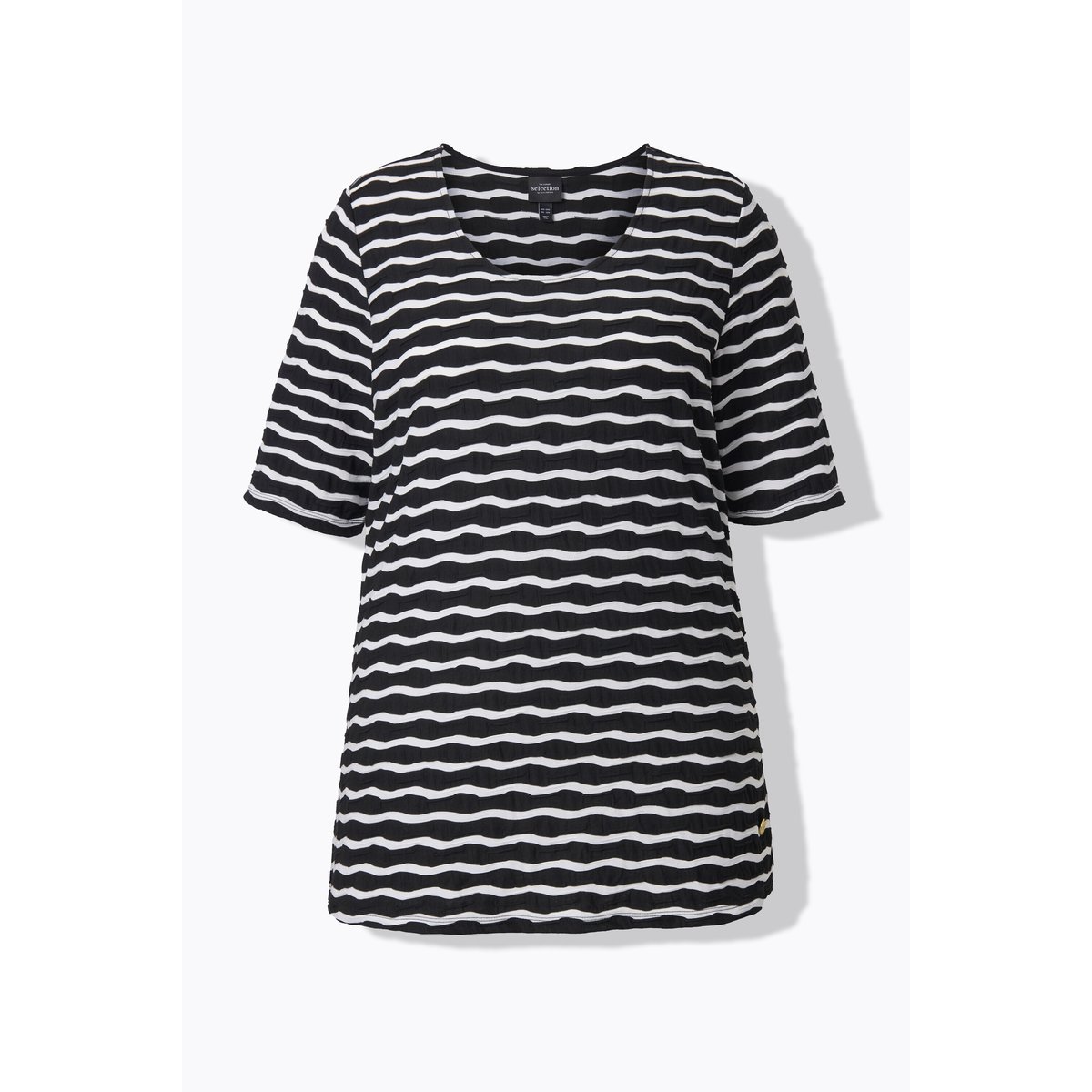 T-shirt col rond et manches courtes noir, ULLA POPKEN