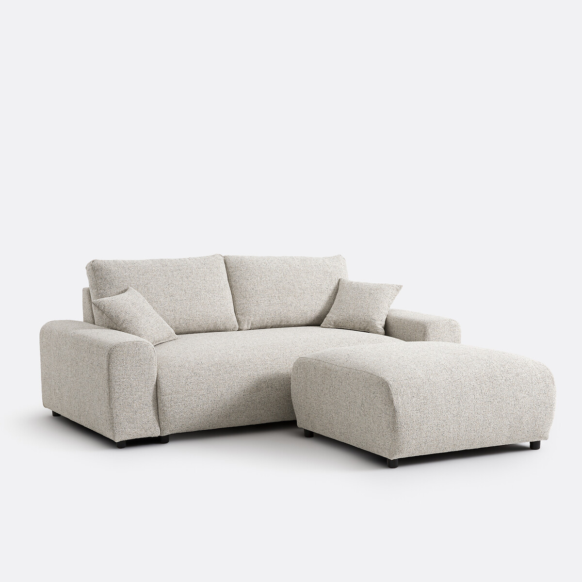 Pouf en tissu texturé moucheté, GALENE ecru/bleu, LA REDOUTE INTERIEURS