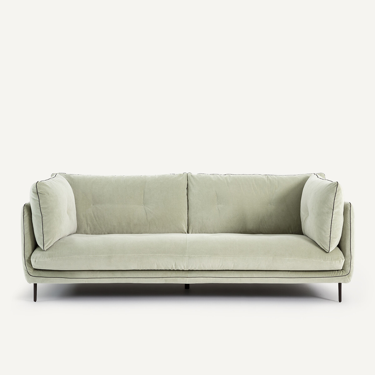 Canapé en velours stonewashed, BOTERO vert amande, AM.PM