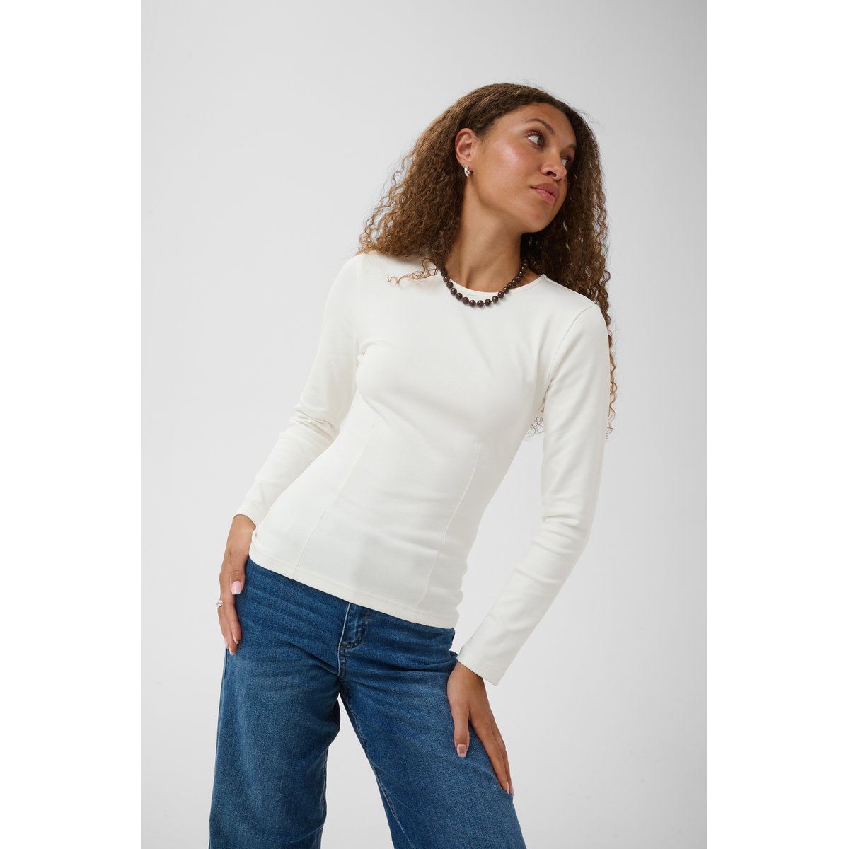 T-shirt à manches longues blanc chalk, KAFFE