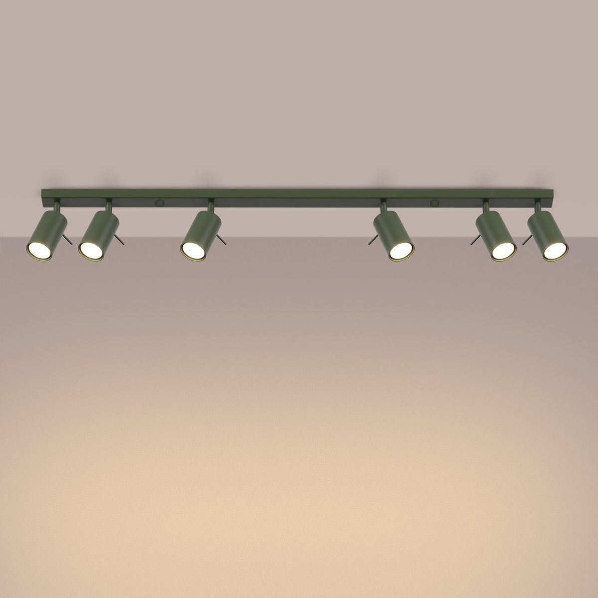 Plafonnier Acier Vert Olive GU10 6 Ring vert, EDEN
