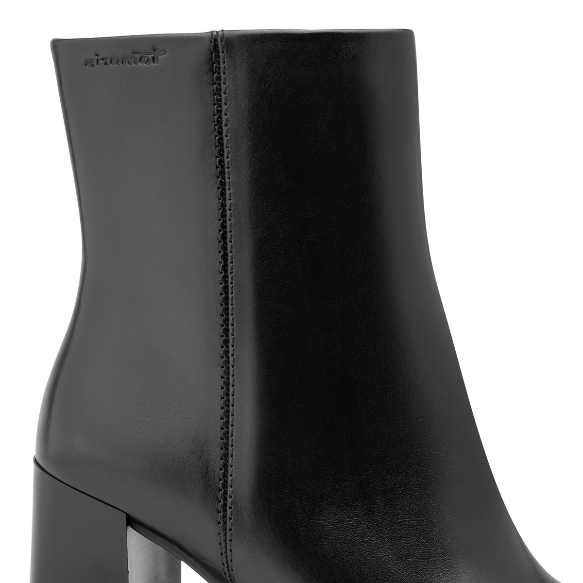 Bottines bout pointu à talons, en cuir noir, TAMARIS