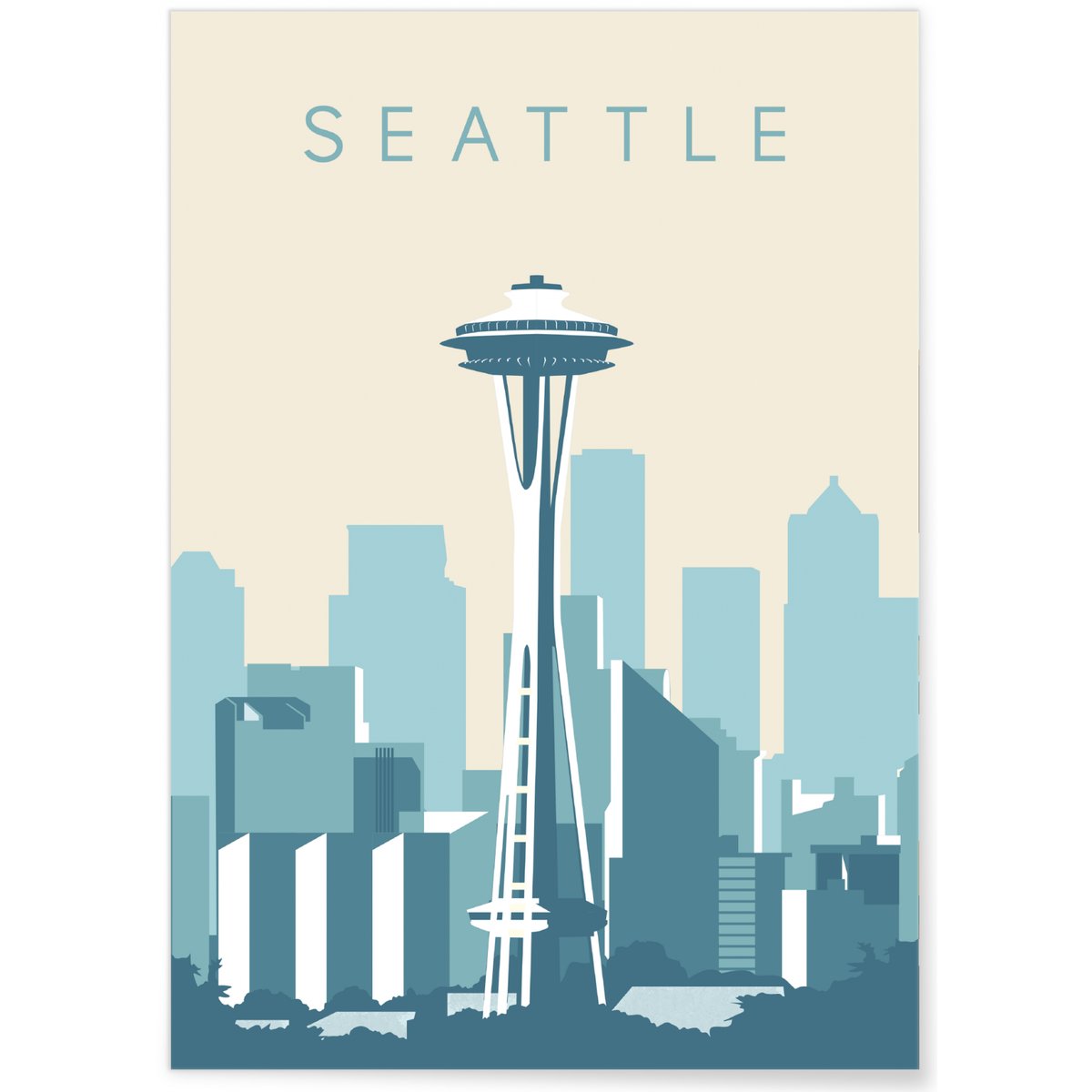Poster Seattle blanc, L'AFFICHERIE