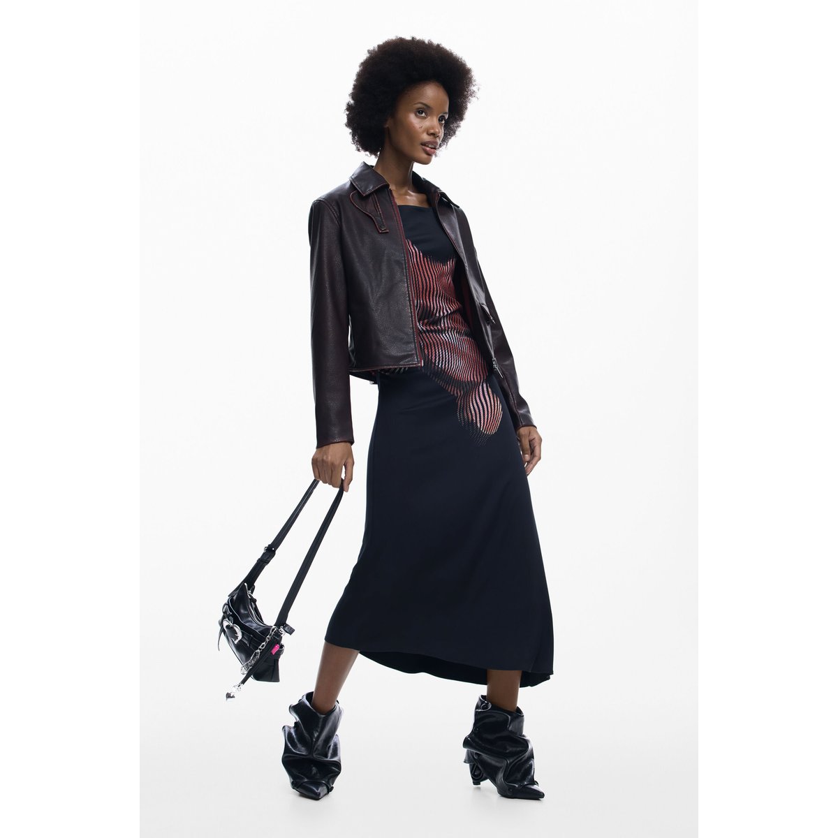 Robe midi pixellisée noir, DESIGUAL