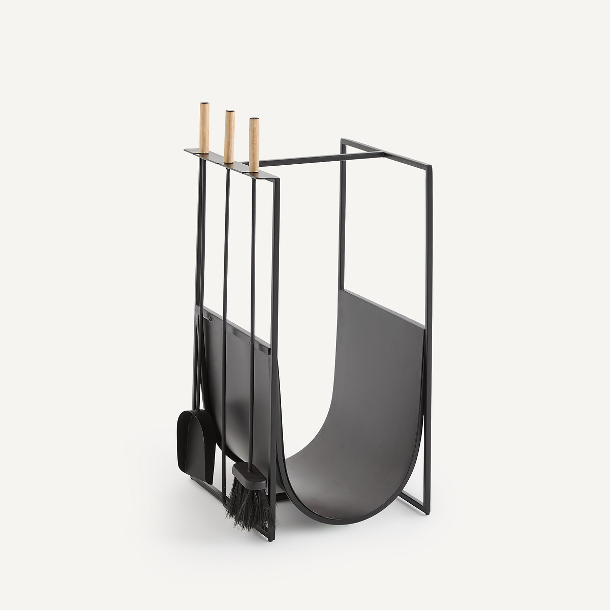 Organizador para chimenea, soporte para leña, de hierro mate, LILA negro, AM.PM