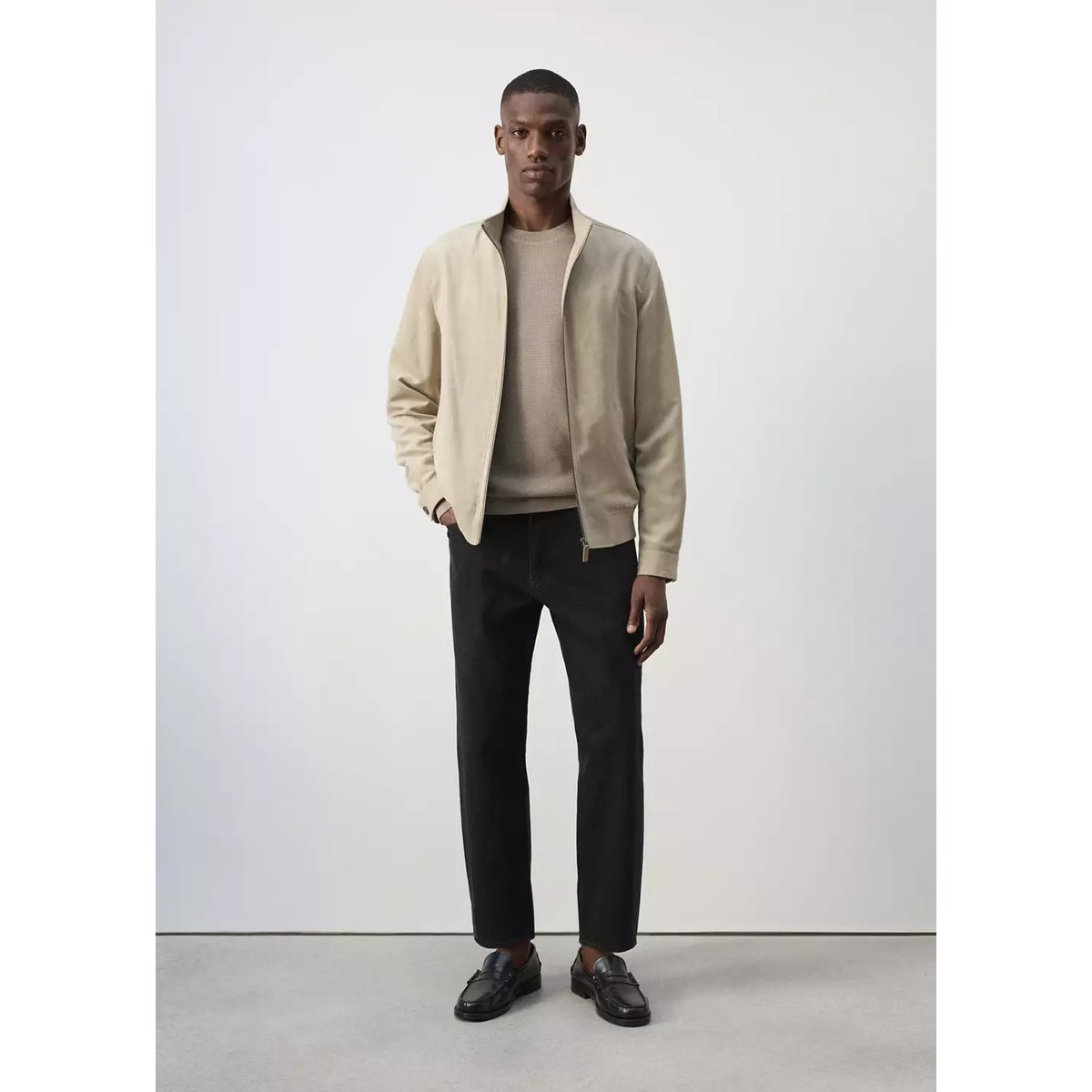 Veste bomber effet daim beige, MANGO MAN