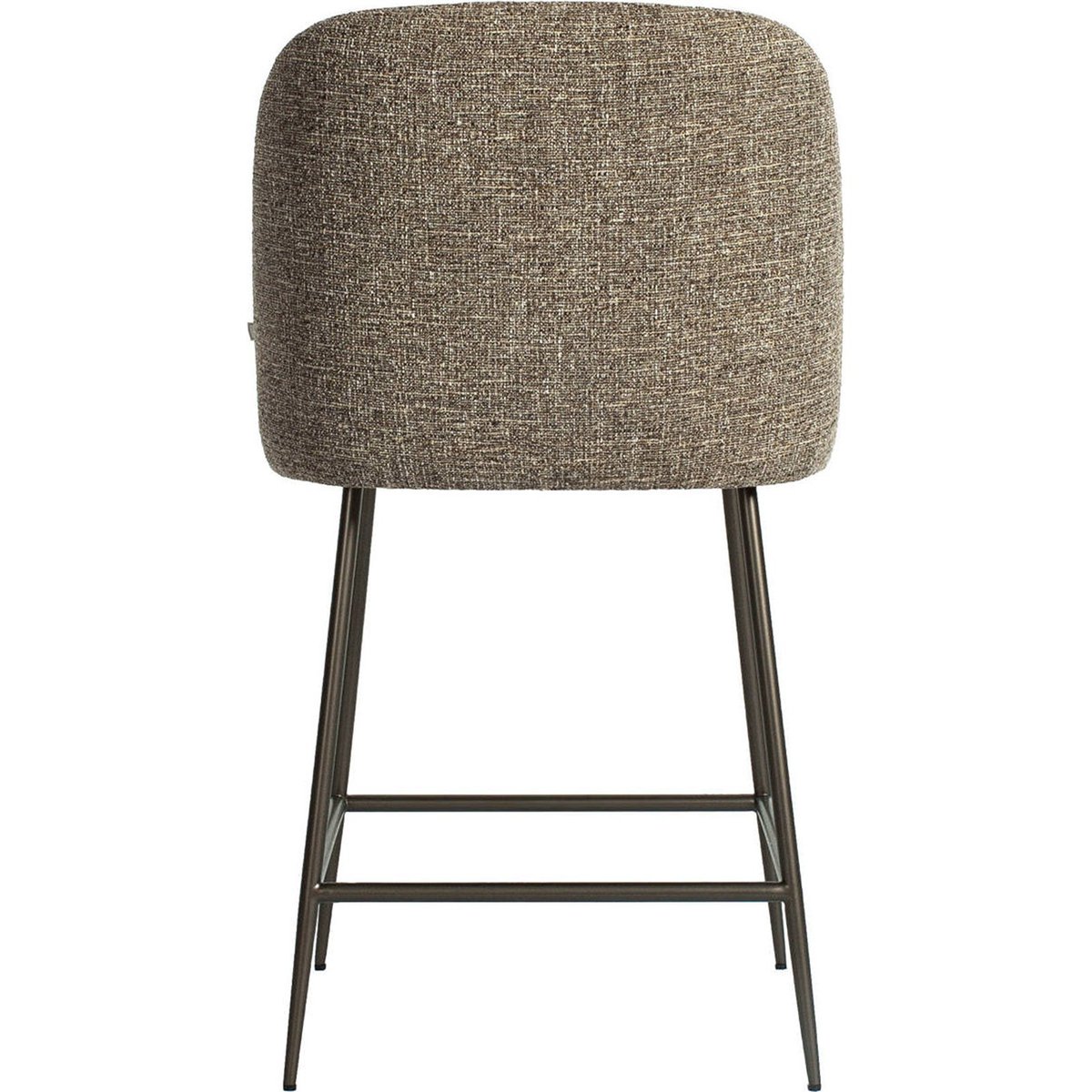 Tabouret de bar rembourré, Dossier arrondi marron tweed, RECOLLECTION