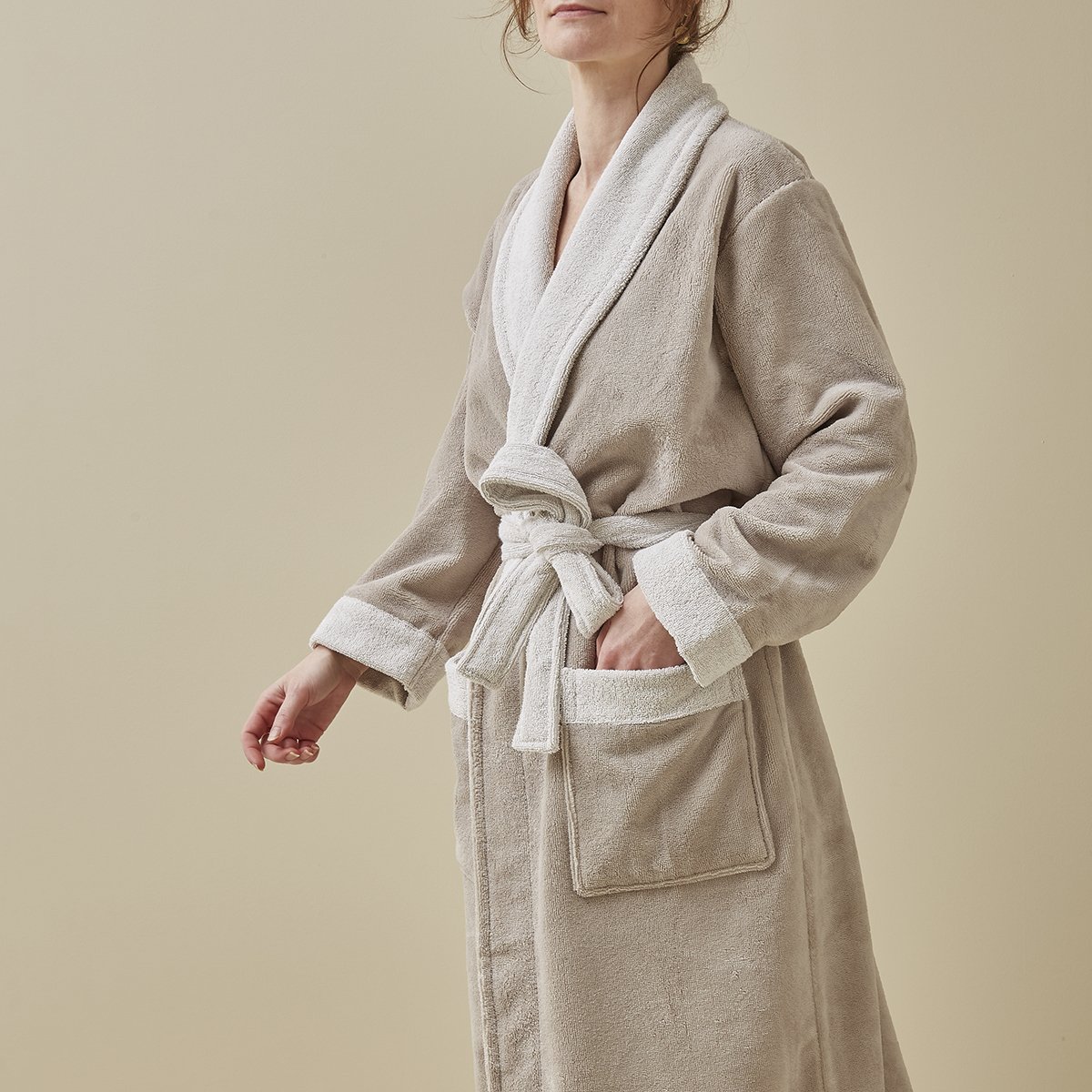 Kimono bi-matière femme naturel, SYLVIE THIRIEZ
