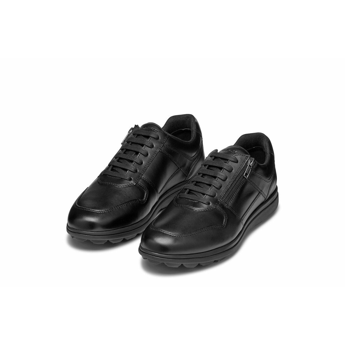 Spherica EC12 leather breathable zip-up trainers black, GEOX