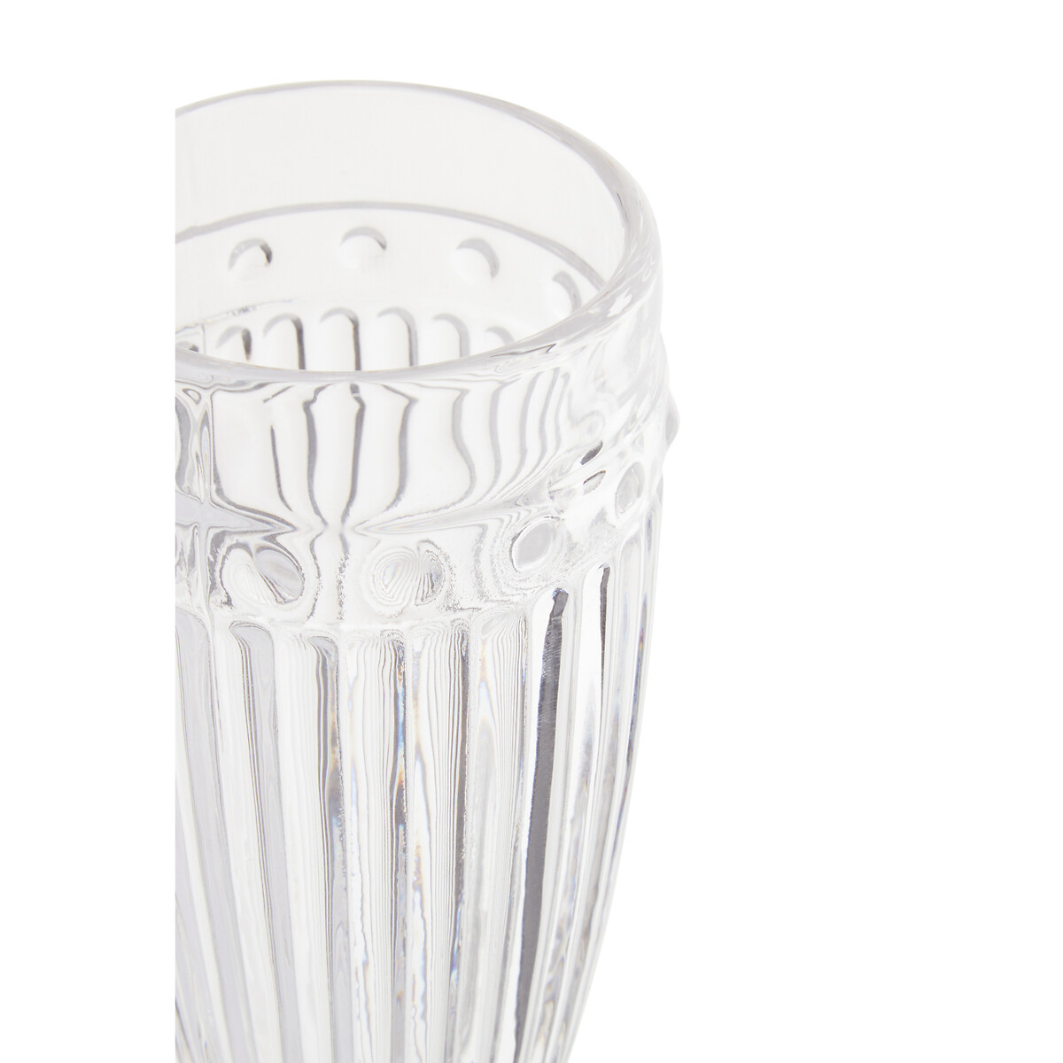 Set of 4 Fluted Embossed Champagne Flute Glasses transparent, SO'HOME
