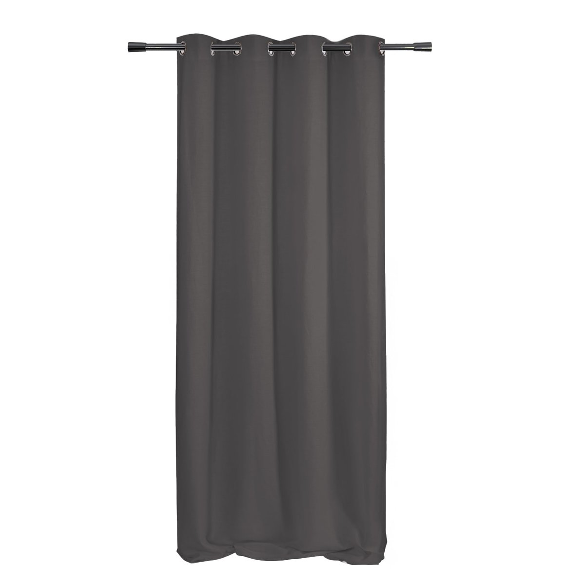 Rideau poly-lin à œillets - QABANE gris anthracite, HOME MAISON