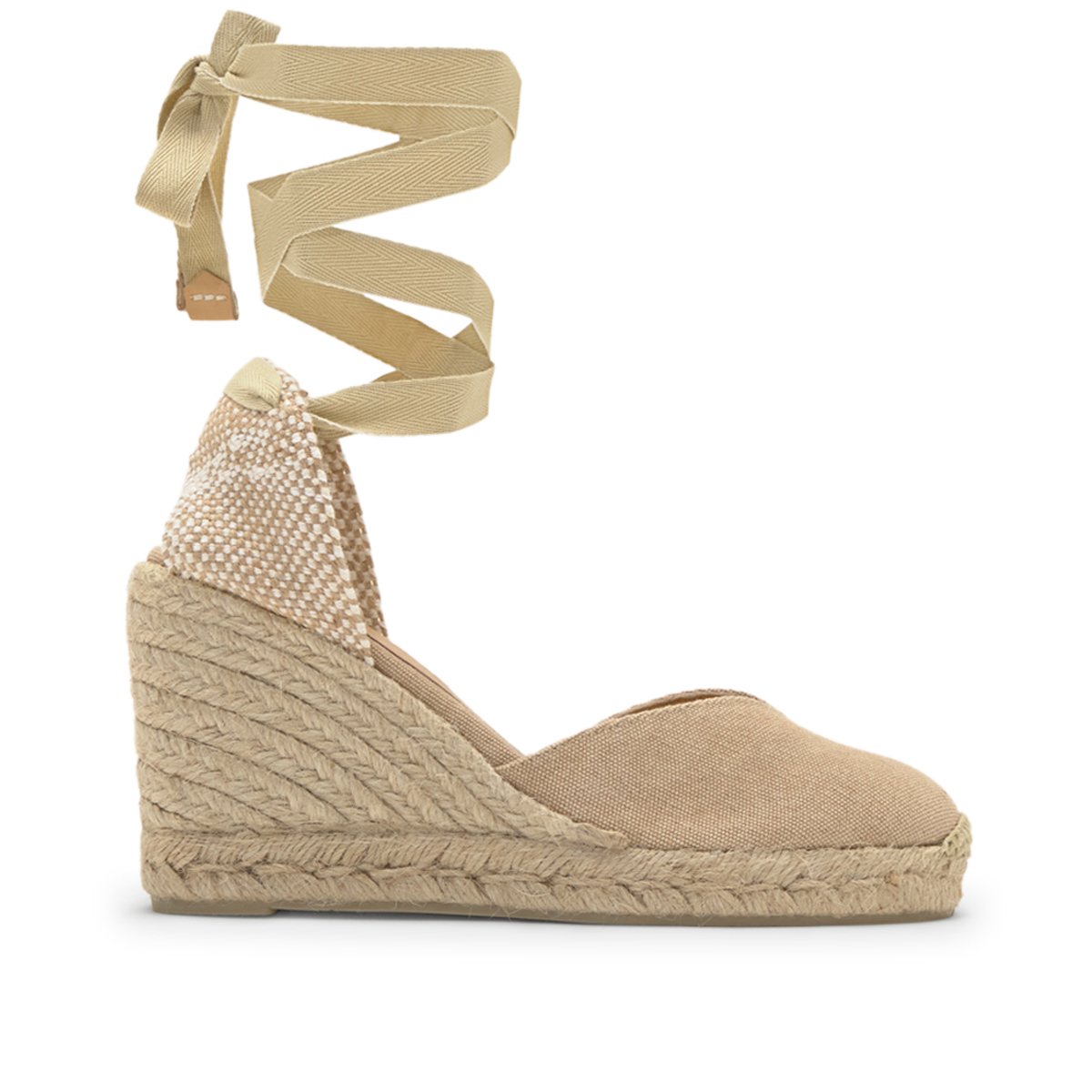Espadrilles compensées en jute tressée à découpe en V CHIARA PLATFORM sable, CASTANER