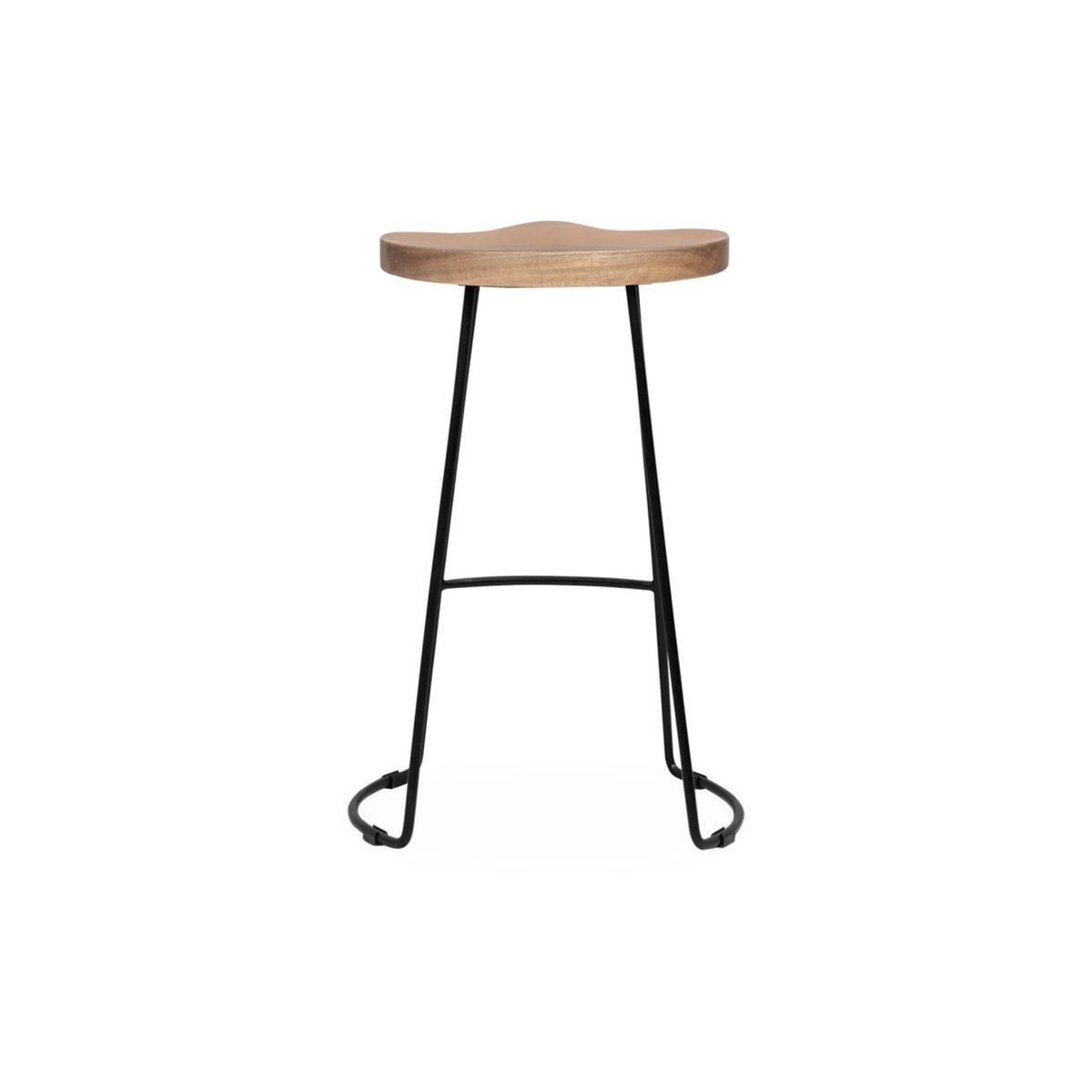 Tabouret de bars bois de manguier et acier, 65cm, repose pieds (lot de 2) JAYA naturel, SWEEEK