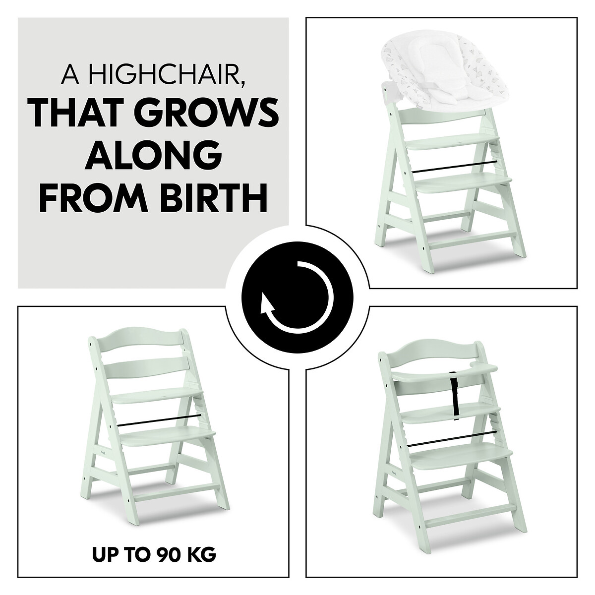 Alpha+ Wooden Highchair - Mint mint, HAUCK