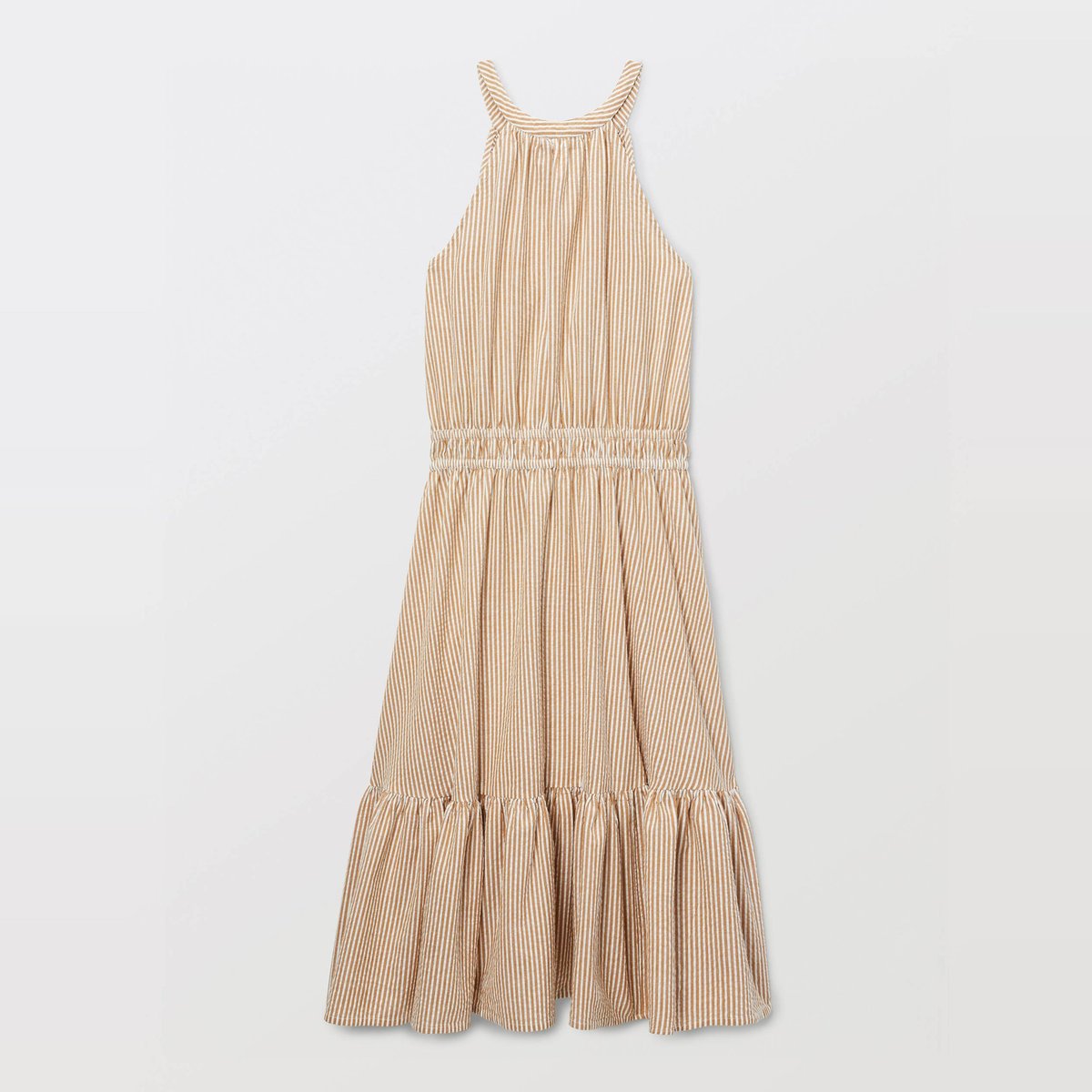 Robe longue à rayures en coton copeau, MONOPRIX