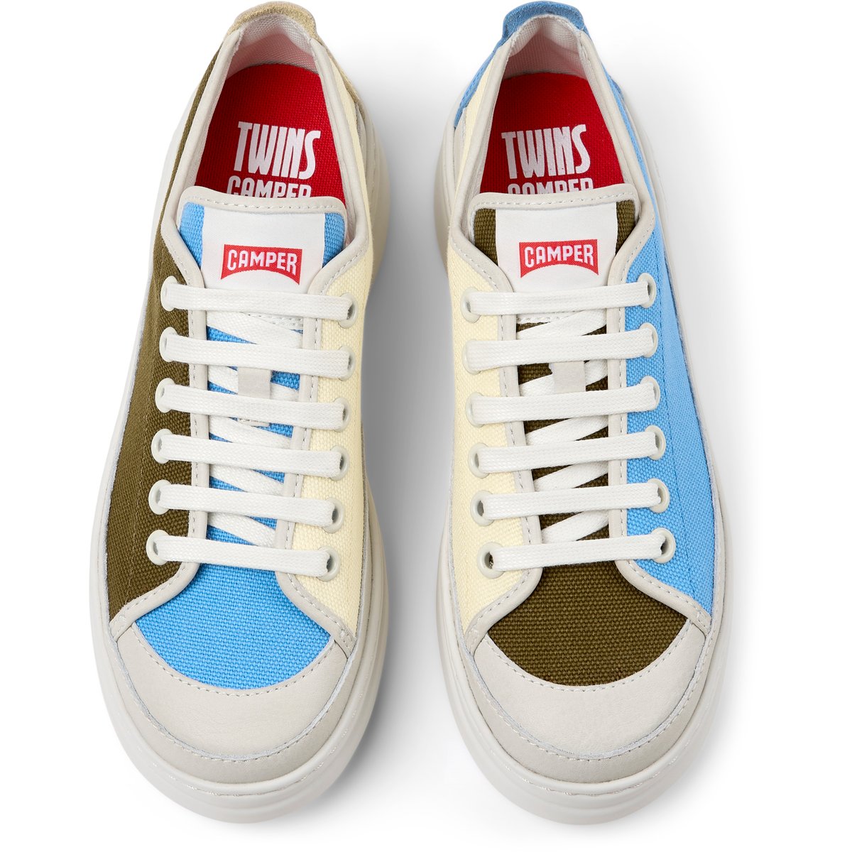 Baskets Cuir G3D RUNNER UP TWINS blanc bleu, CAMPER