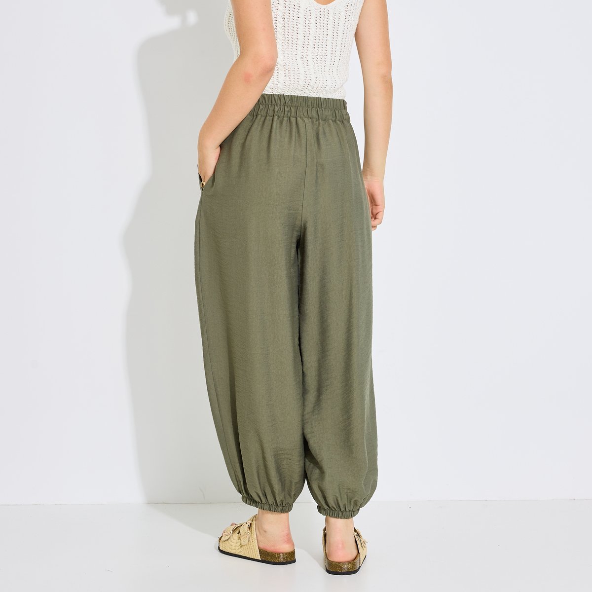 Pantalon fluide bouffant vert kaki, GRAIN DE MALICE