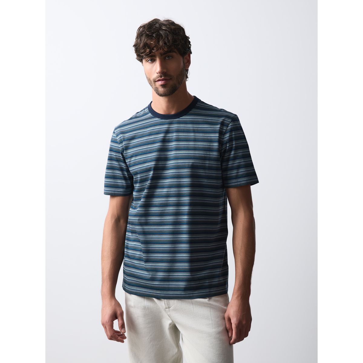 T-shirt en supima à rayures n. premium bleu, NEXT