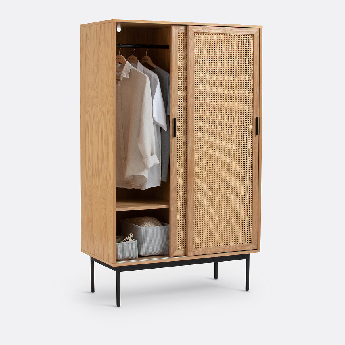 Armoire 2 portes coulissantes Waska naturel/noir, LA REDOUTE INTERIEURS