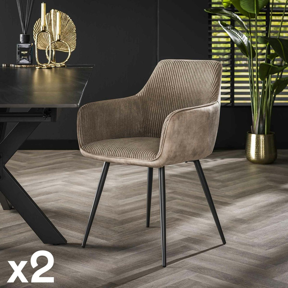 Fauteuil de table beige sable bi-matière (lot de 2) GALWAY beige, PIER IMPORT