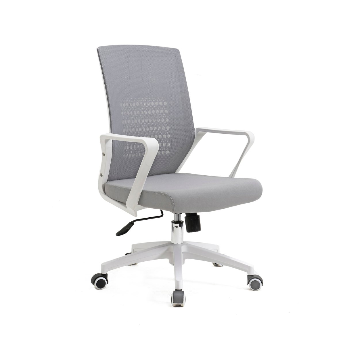 Fauteuil de bureau à roulettes en tissu, LUCA gris-blanc, HISPANOHOGAR