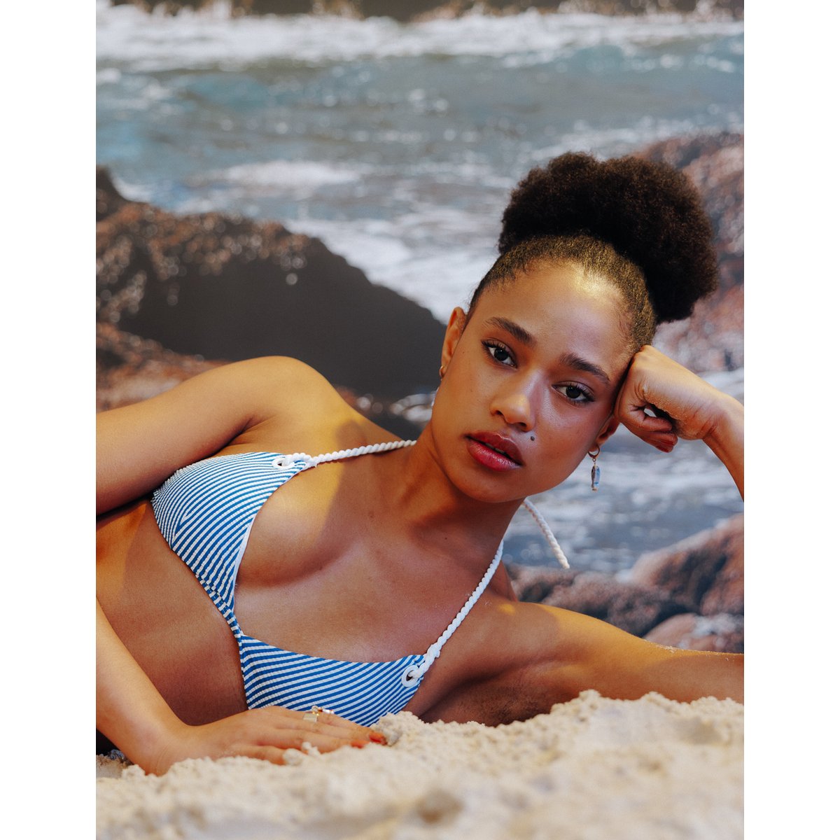 Haut de maillot de bain bleu foncé, BZB
